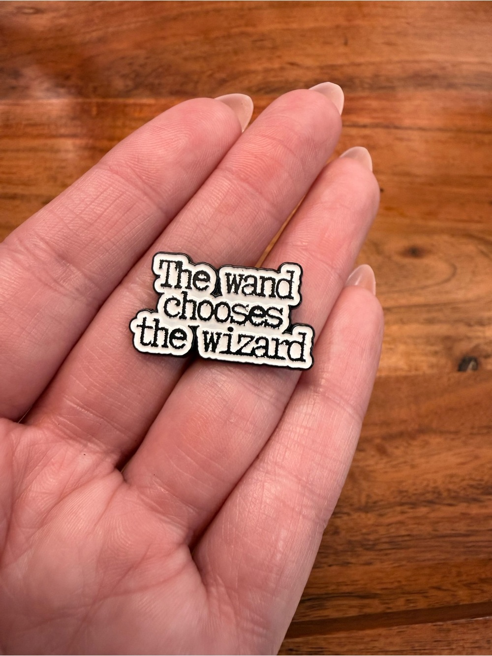 The Wand Chooses The Wizard White & Black Enamel Brooch